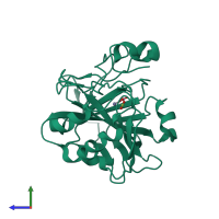 PDB entry 7y2g coloured by chain, side view.