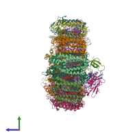PDB entry 7y3f coloured by chain, side view.
