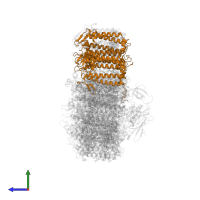 Iron stress-induced chlorophyll-binding protein in PDB entry 7y3f, assembly 1, side view.