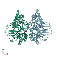 PDB entry 7y5f coloured by chain, front view.
