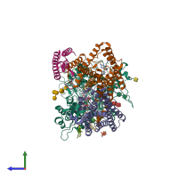 PDB entry 7y5t coloured by chain, side view.