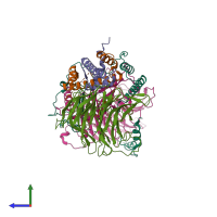 PDB entry 7y5u coloured by chain, side view.