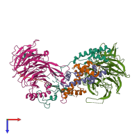 PDB entry 7y5u coloured by chain, top view.