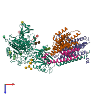 PDB entry 7y5z coloured by chain, top view.