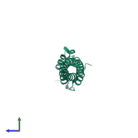 Homo dimeric assembly 1 of PDB entry 7y62 coloured by chemically distinct molecules, side view.