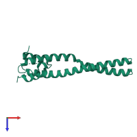 Homo dimeric assembly 1 of PDB entry 7y62 coloured by chemically distinct molecules, top view.