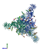 PDB entry 7y6s coloured by chain, side view.