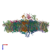 PDB entry 7y7b coloured by chain, top view.