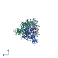 PDB entry 7y7j coloured by chain, side view.