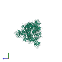 Spike glycoprotein in PDB entry 7y7j, assembly 1, side view.