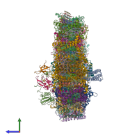 PDB entry 7y8a coloured by chain, side view.