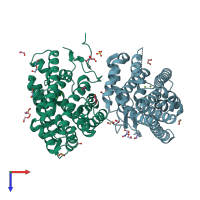 PDB entry 7y9g coloured by chain, top view.