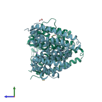 PDB entry 7y9h coloured by chain, side view.