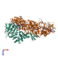 PDB entry 7y9x coloured by chain, top view.