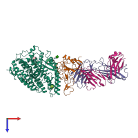 PDB entry 7ydi coloured by chain, top view.