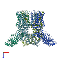 PDB entry 7yep coloured by chain, top view.