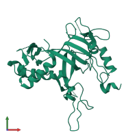 PDB entry 7yeq coloured by chain, front view.