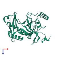 PDB entry 7yeq coloured by chain, top view.