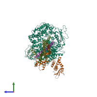 PDB entry 7yes coloured by chain, side view.