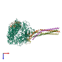 PDB entry 7yes coloured by chain, top view.