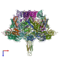 PDB entry 7yfz coloured by chain, top view.