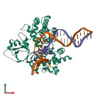 PDB entry 7yho coloured by chain, front view.