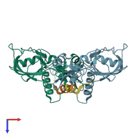 PDB entry 7ykf coloured by chain, top view.