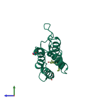 PDB entry 7yl2 coloured by chain, side view.