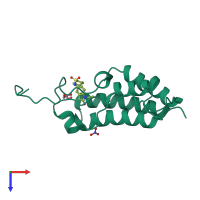 PDB entry 7yl2 coloured by chain, top view.