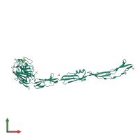 Monomeric assembly 1 of PDB entry 7yl5 coloured by chemically distinct molecules, front view.