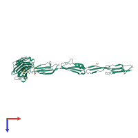 Monomeric assembly 1 of PDB entry 7yl5 coloured by chemically distinct molecules, top view.