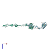 PDB entry 7yl5 coloured by chain, top view.
