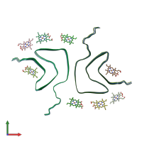 PDB entry 7ynf coloured by chain, front view.