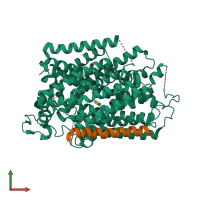 PDB entry 7yni coloured by chain, front view.