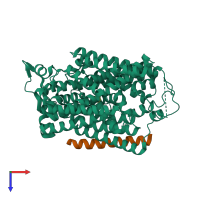 PDB entry 7yni coloured by chain, top view.