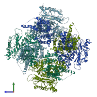 PDB entry 7yo5 coloured by chain, side view.