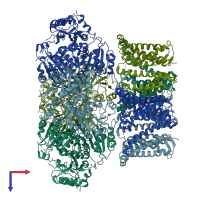 PDB entry 7yo5 coloured by chain, top view.