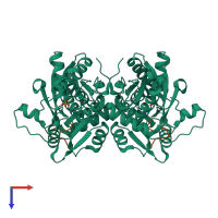 Hetero tetrameric assembly 1 of PDB entry 7yom coloured by chemically distinct molecules, top view.