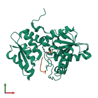 PDB entry 7yom coloured by chain, front view.