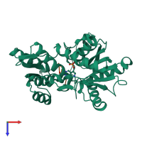 PDB entry 7yom coloured by chain, top view.