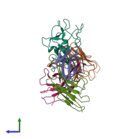 PDB entry 7yoy coloured by chain, side view.