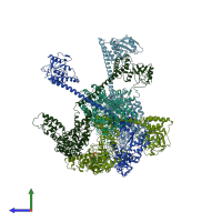 PDB entry 7yph coloured by chain, side view.
