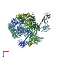 PDB entry 7ypi coloured by chain, top view.