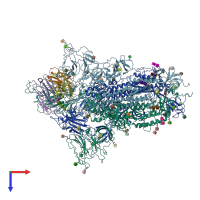 PDB entry 7yqx coloured by chain, top view.