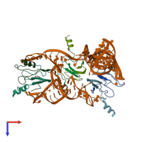 PDB entry 7yr7 coloured by chain, top view.