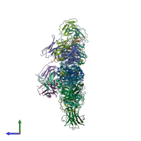 PDB entry 7ytd coloured by chain, side view.