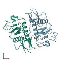 PDB entry 7yuj coloured by chain, front view.