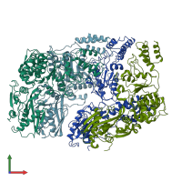 PDB entry 7yum coloured by chain, front view.