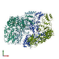 PDB entry 7yuv coloured by chain, front view.