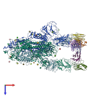 PDB entry 7yvg coloured by chain, top view.